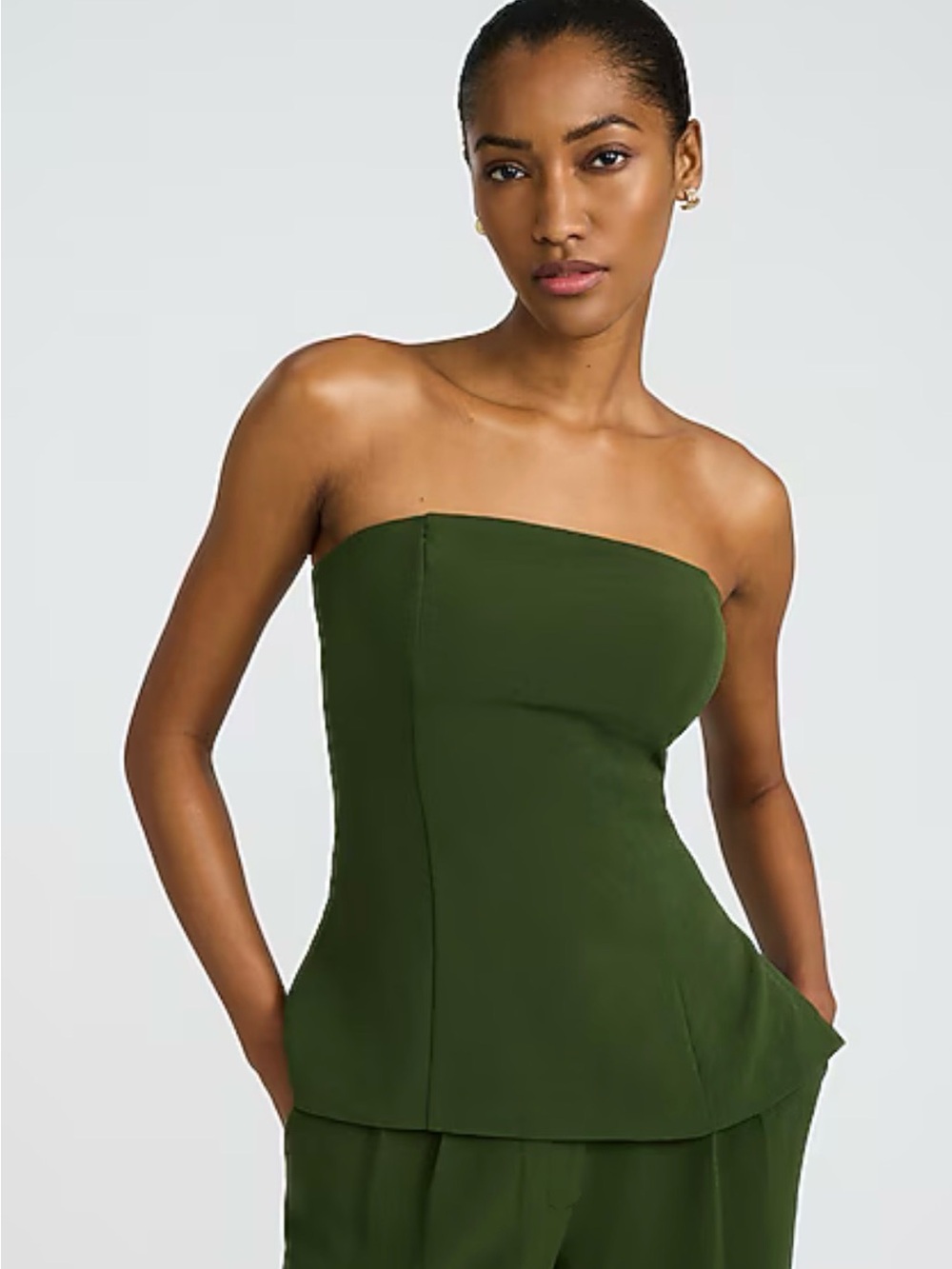 Express crepe tube top Dark Olive Green